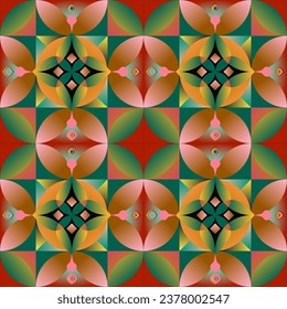 Geometric 3D colorful pattern imitating embroidery.