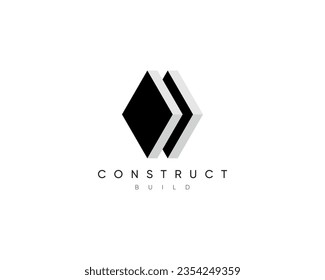 Geometric 3d construct logo design template for business identity. Modern structure vector design symbol. 