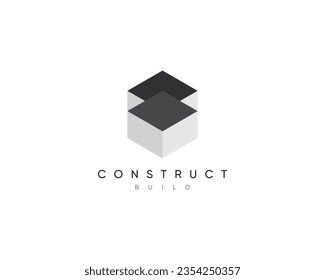 Geometric 3d construct logo design template for business identity. Modern structure vector design symbol. 
