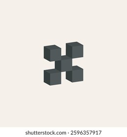 Geometric 3D Cube Cross Design