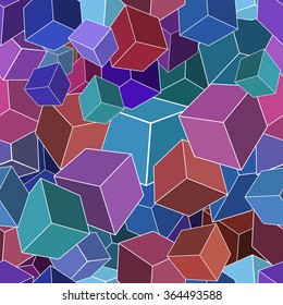 Geometric 3D cube seamless background, EPS8 - vector graphics.