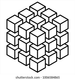 Geometric 3D object optical illusion. Vector illustration, 3D cube idea