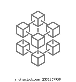 Geometric 3D object. Vector illustration, 3D cube idea. Blockchain, science, research. EPS 10