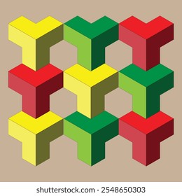 Geometric 3D Object. Geometric Object Vector Illustration. 3D Shape Design.