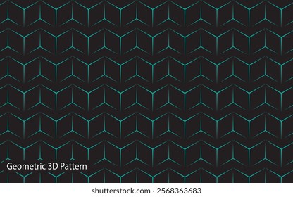 Geometric 3D Pattern Design with Cyan and Black Colour