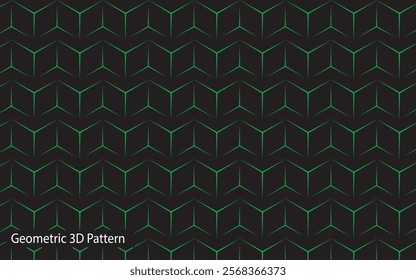 Geometric 3D Pattern Design with Green and Black Colour