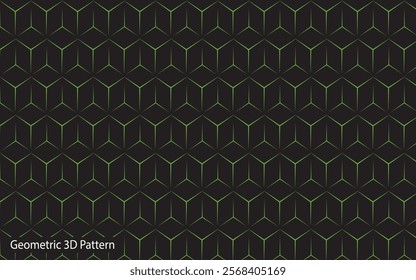 Geometric 3D Pattern with Green and Black Colour