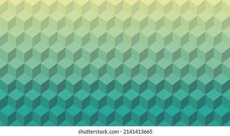 Geometric, 3D geometric pattern, three-dimensional  cube continuous pattern, seamless background illustration, gradation color wheel
