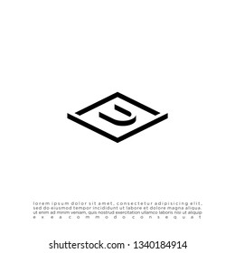 geometric 3d shadow square with abstract U logo letter design concept