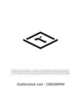 geometric 3d shadow square with abstract T logo letter design concept