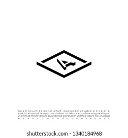 geometric 3d shadow square with abstract A logo letter design concept