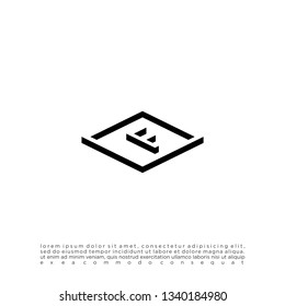 geometric 3d shadow square with abstract F logo letter design concept
