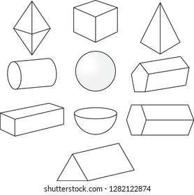 geometric 3D shapes out lines