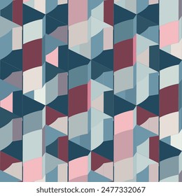 Geometric 3d shapes seamless pattern. Modern geometric texture design. Vector illustration. 