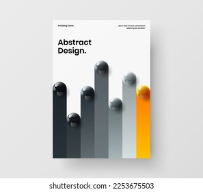 Geometric 3D spheres company brochure template. Minimalistic presentation A4 design vector concept.