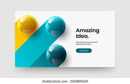 Concepto de volante de esferas geométricas 3D. Diseño vectorial de portada corporativa único.