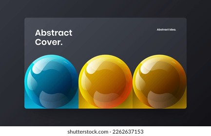 Geometric 3D spheres flyer concept. Bright site screen design vector template.