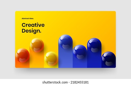 Geometric 3D spheres leaflet concept. Minimalistic annual report design vector layout.