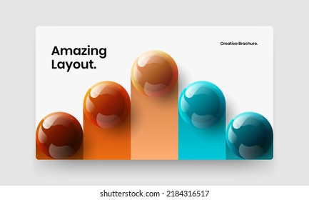 Geometric 3D spheres placard layout. Original site screen design vector illustration.
