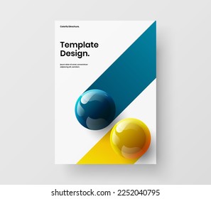 Geometric 3D spheres placard template. Unique cover design vector concept.
