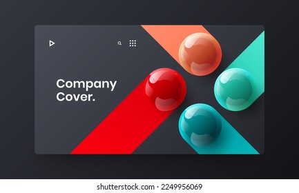 Geometric 3D spheres website screen concept. Abstract catalog cover vector design template.