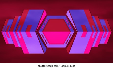 Geometric 3d style concept purple color