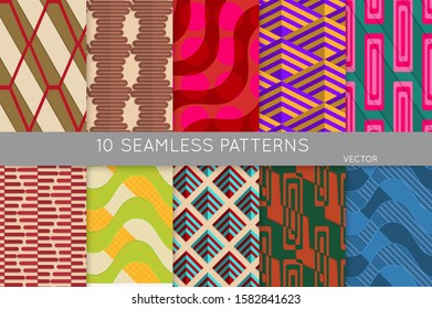 Geometric 3D tileable texture with fold and realistic shadow. Collection of seamless patterns. Set of retro backgrounds and wallpapers. Properly grouped and layered drag and drop to the swatch pallet.