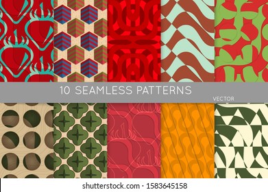 Geometric 3D tileable texture with fold and realistic shadow. Collection of seamless patterns. Set of retro backgrounds and wallpapers. Properly grouped and layered drag and drop to the swatch pallet.