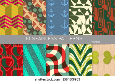 Geometric 3D tileable texture with fold and realistic shadow. Collection of seamless patterns. Set of retro backgrounds and wallpapers. Properly grouped and layered drag and drop to the swatch pallet.