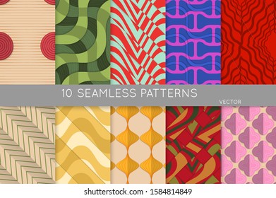Geometric 3D tileable texture with fold and realistic shadow. Collection of seamless patterns. Set of retro backgrounds and wallpapers. Properly grouped and layered drag and drop to the swatch pallet.