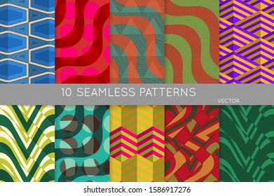 Geometric 3D tileable texture with fold and realistic shadow. Collection of seamless patterns. Set of retro backgrounds and wallpapers. Properly grouped and layered drag and drop to the swatch pallet.