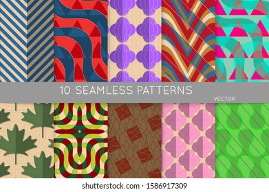 Geometric 3D tileable texture with fold and realistic shadow. Collection of seamless patterns. Set of retro backgrounds and wallpapers. Properly grouped and layered drag and drop to the swatch pallet.