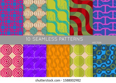 Geometric 3D tileable texture with fold and realistic shadow. Collection of seamless patterns. Set of retro backgrounds and wallpapers. Properly grouped and layered drag and drop to the swatch pallet.
