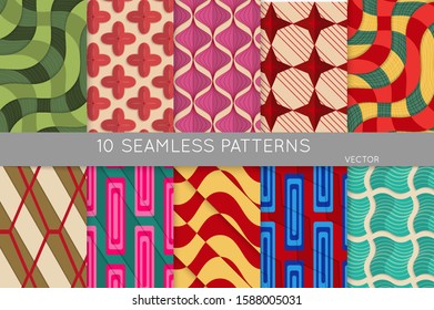 Geometric 3D tileable texture with fold and realistic shadow. Collection of seamless patterns. Set of retro backgrounds and wallpapers. Properly grouped and layered drag and drop to the swatch pallet.