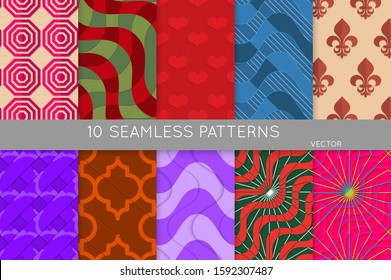 Geometric 3D tileable texture with fold and realistic shadow. Collection of seamless patterns. Set of retro backgrounds and wallpapers. Properly grouped and layered drag and drop to the swatch pallet.