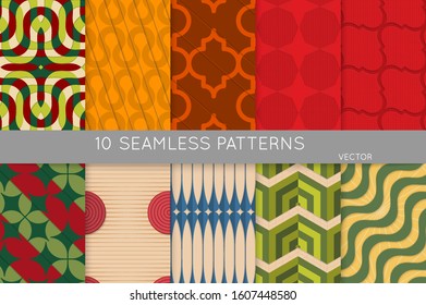 Geometric 3D tileable texture with fold and realistic shadow. Collection of seamless patterns. Set of retro backgrounds and wallpapers. Properly grouped and layered drag and drop to the swatch pallet.