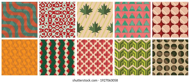 Geometric 3D tileable texture realistic shadow. Collection of seamless patterns. Set of retro backgrounds and wallpapers.