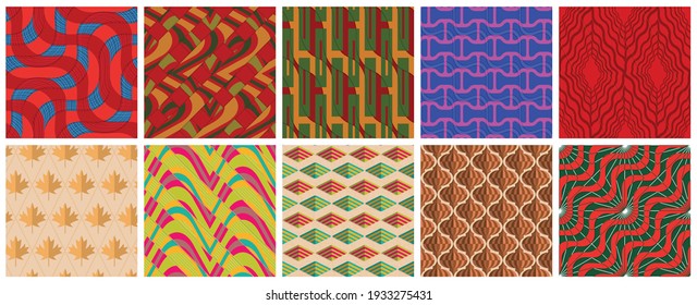 Geometric 3D tileable texture realistic shadow. Collection of seamless patterns. Set of retro backgrounds and wallpapers.