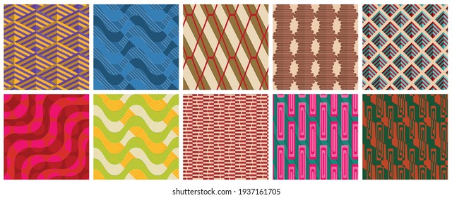 Geometric 3D tileable texture realistic shadow. Collection of seamless patterns. Set of retro backgrounds and wallpapers.