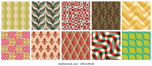 Geometric 3D tileable texture realistic shadow. Collection of seamless patterns. Set of retro backgrounds and wallpapers.