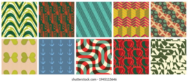 Geometric 3D tileable texture realistic shadow. Collection of seamless patterns. Set of retro backgrounds and wallpapers.