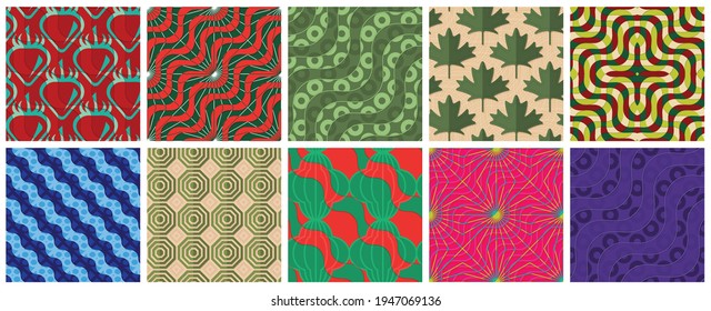 Geometric 3D tileable texture realistic shadow. Collection of seamless patterns. Set of retro backgrounds and wallpapers.