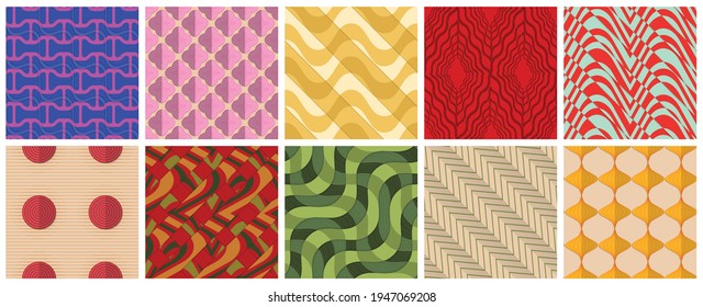 Geometric 3D tileable texture realistic shadow. Collection of seamless patterns. Set of retro backgrounds and wallpapers.
