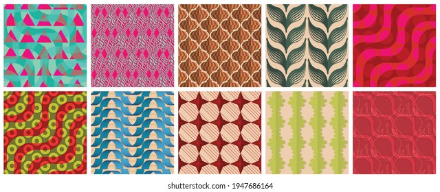 Geometric 3D tileable texture realistic shadow. Collection of seamless patterns. Set of retro backgrounds and wallpapers.