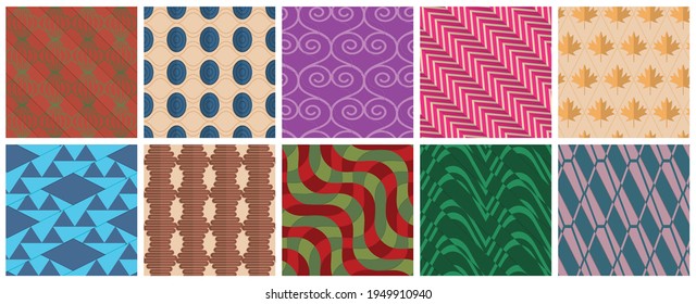 Geometric 3D tileable texture realistic shadow. Collection of seamless patterns. Set of retro backgrounds and wallpapers.