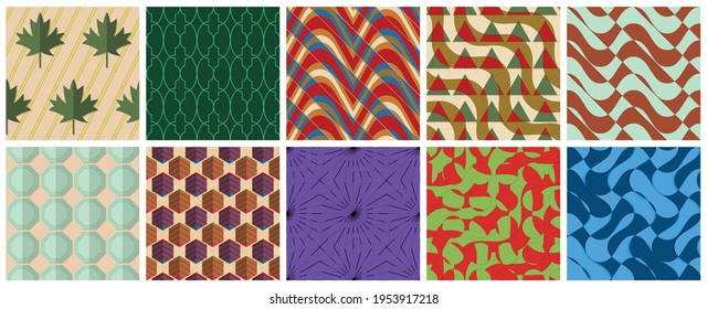 Geometric 3D tileable texture realistic shadow. Collection of seamless patterns. Set of retro backgrounds and wallpapers.