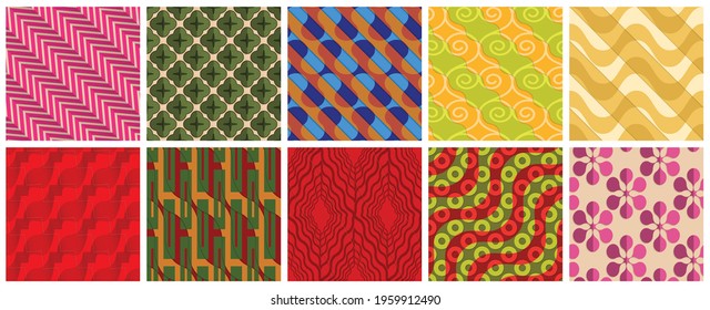Geometric 3D tileable texture realistic shadow. Collection of seamless patterns. Set of retro backgrounds and wallpapers.