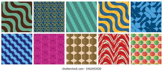 Geometric 3D tileable texture realistic shadow. Collection of seamless patterns. Set of retro backgrounds and wallpapers.