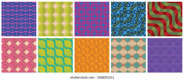 Geometric 3D tileable texture realistic shadow. Collection of seamless patterns. Set of retro backgrounds and wallpapers.