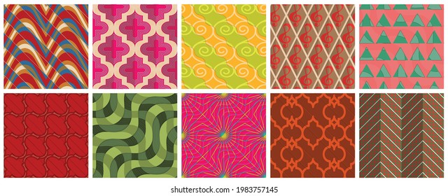 Geometric 3D tileable texture realistic shadow. Collection of seamless patterns. Set of retro backgrounds and wallpapers.